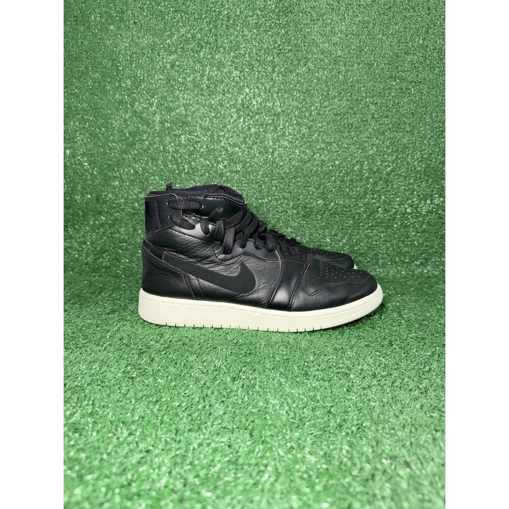 Nike Air Jordan 1 Rebel XX Women Size 8 Black Leather Shoes Side Zip Up Sneakers